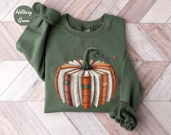 Fall Book Pumpkin Halloween Shirt, Halloween Book Lover Shirt, Fall Bookish Shirt, Pumpkin Book Shirt, Pumpkin Sweater, Fall Sweatshirt
