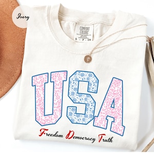 Comfort Colors® Patriotic Subtle FDT USA Tee, Freedom Democracy Truth Shirt, Usa Anti Trump Tee, Anti Maga Shirt, 4th of July FDT Shirt