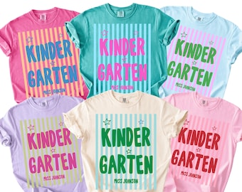 Comfort Colors® Custom Kindergarten Teacher Shirt, Kindergarten Teacher Team Shirts, Personalized Kindergarten Shirt, Gift For New Teacher
