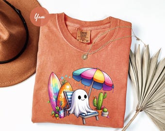 Comfort Colors® Summerween Ghost Shirt, Funny Ghost Shirt, Ghost Beach Shirt, Halloween Beach Shirt, Spooky Season, Summer Halloween Shirt
