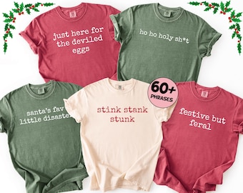 Comfort Colors Gen Z Sarcastic Christmas Phrase Shirts, Matching Family Christmas Party Shirts, Group Friendsmas TShirts,Funny Christmas Tee