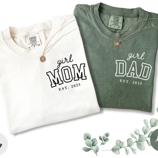 Comfort Colors® Matching Mom And Dad Shirts, Custom New Dad Shirt, Personalized dad and mom shirt, Gift for New Mom, Christmas Gift for Mom