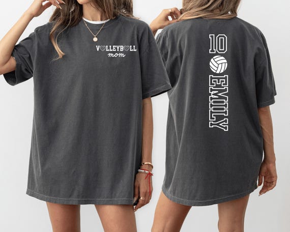 Comfort Colors® Volleyball Mom Shirt with Kid Name, Volleyball Game Day Shirt, Volleyball Mama Shirt, Volleyball Season Shirt,Volleyball Mom