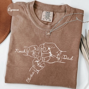 Comfort Colors® Custom Fist Bump Dad Shirt, Father&#39;s Day Gift, New Dad Gift, Dad Shirt With Kids Names, Papa Hand with Kid Name, Fist Dad