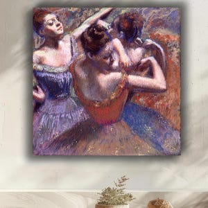 Ballet Dancers Canvas Wall Art Print by Edgar Degas – Impressionist Ballerina Painting for Elegant Home and Dance Studio Décor