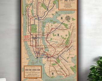 New Yorks tunnelbanekarta: Canvastavla, affisch, väggdekor