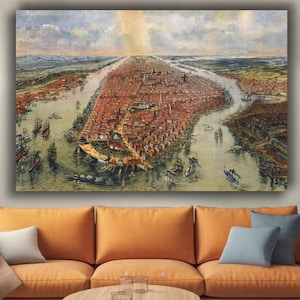 nostalgische kaart van new york Canvas kaart van new york New York afdrukken met herinneringen Moderne muurkunst, modern design voor thuis en op kantoor