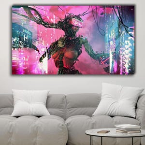 Cyberpunk Female Cyborg Wall Art | Futuristic Sci-Fi Digital Poster