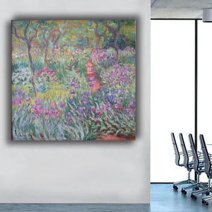 The Artist&#39;s Garden at Giverny – Claude Monet Impressionist Floral Landscape Canvas Print for Classic Home Wall Art Decor