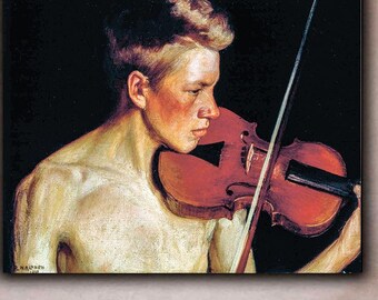 The Violinist by Pekka Halonen Canvas Art | Nordic Realism Painting | Classic Music Portrait Fine Art Wall Decor