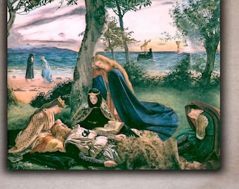 The Death of King Arthur 1860 Canvas Art | James Archer Romantic Medieval Painting | Arthurian Legend Classic Wall Decor