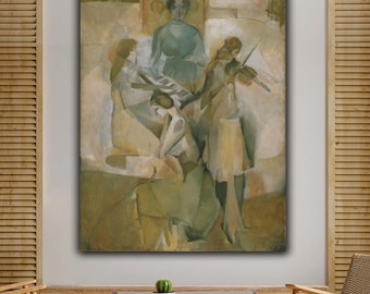 La Sonate 1911 by Marcel Duchamp Canvas Art | Early Cubist Modern Art Painting | Avant Garde Fine Art Wall Decor