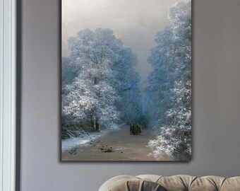 Aivazovsky Winter Landscape Canvas Print: Snowy Scene Wall Art