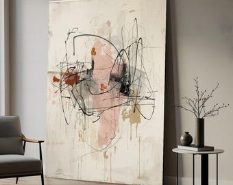 Modern Abstract Art Print | Neutral Minimal Abstract Painting | Contemporary Wall Art | Beige Blush Abstract Decor