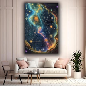 alien Canvas, Life Abstract, Leinwand Kunst, Abstrakte Wandkunst, Weltall Karten Leinwand Wohnzimmer Dekor Moderne Wandkunst