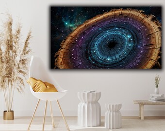 Tree Rings Space Canvas Print: Abstract Galaxy Wall Art