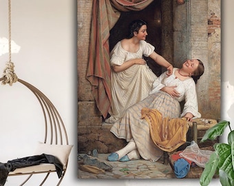 ユージン・ヴジェシュチ：森の中の二人の女（1886年）キャンバス