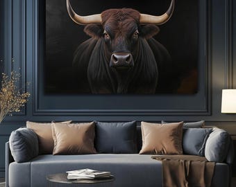 Abstract Black Bull Canvas Art: Modern Home & Office Decor