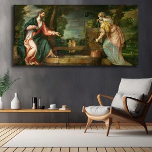 Renaissance Biblical Canvas Print: Christ and the Woman of Samaria