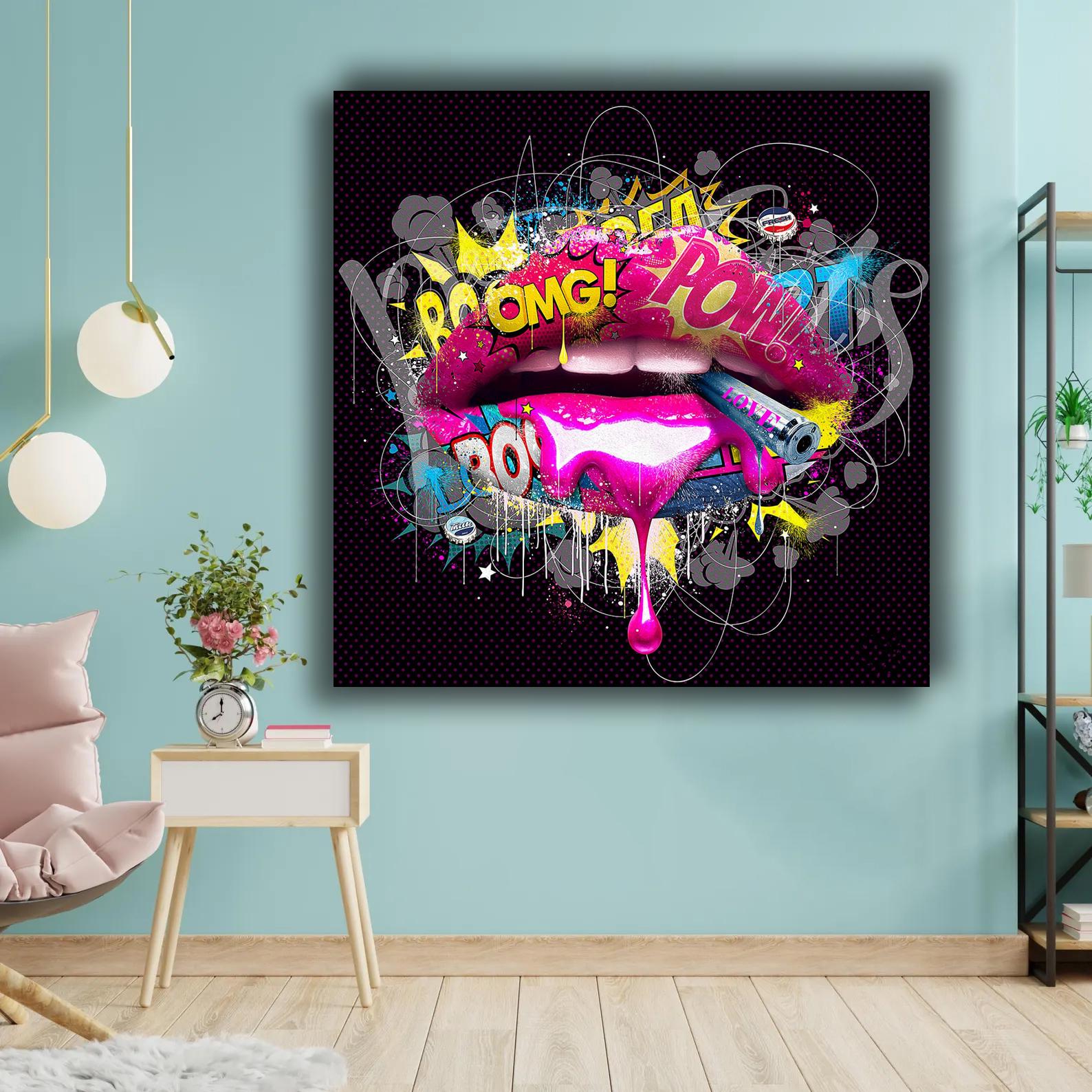 Pop Art Lips Canvas Print: Colorful Comic Graffiti Wall Art - Etsy