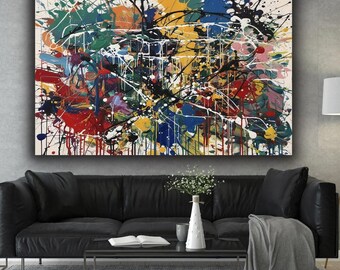 Colorful Flowers Abstract Canvas Print - Modern Wall Art Decor
