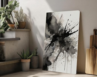 Black and White Abstract Canvas Print: Modern Wall Art Decor