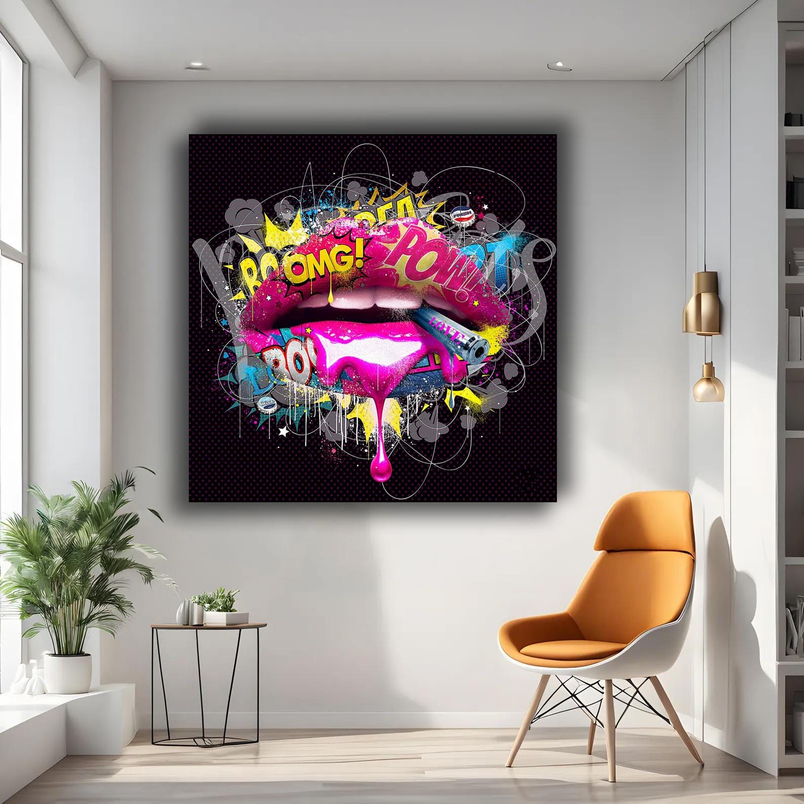 フランシュリッペ　キャンバス　アート Pop Art Lips Canvas Print: Colorful Comic Graffiti Wall Art - Etsy
