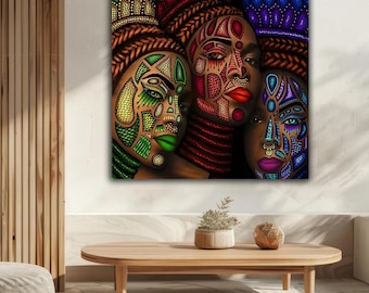 African Woman Portrait Art Print: Tribal Ethnic Wall Decor