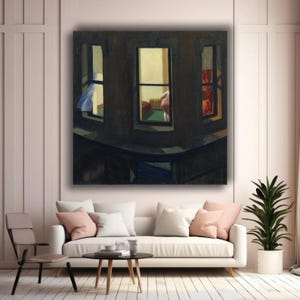 Edward Hopper Leinwand Wandkunst, Edward Hopper, Nacht Fenster 1928 Poster, Edward Hopper Druck, Nacht Fenster Kunst, Berühmte Leinwand