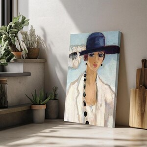 Kees van Dongen Donna con cappello Quadro su tela Ritratto fauvista Signora elegante Stampa artistica vintage Decorazione classica