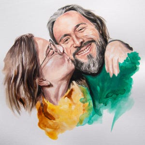 Dipinto ad acquerello personalizzato - Arte commemorativa personalizzata per animali domestici e famiglie