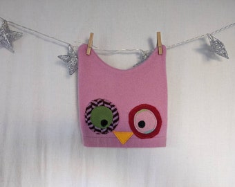 Recycled Felted Cashmere Owl Kids Hat 6-12 months