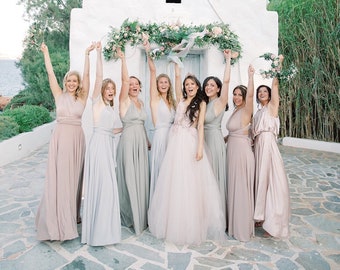 Ethereal Champagne Ombre Gold Bridesmaid's Dresses- Custom all Sizes- Tall, Petite, Plus Size. Neutrals- Ivory, White, Tan, Candle,Beige