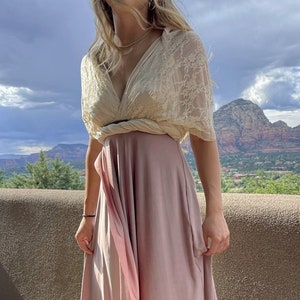 Mother of the Bride or Groom Infinity Dress – Custom Tulip Cut Wrap Gown with Lace Straps | Convertible Style in 30 Colors | Petite to Plus