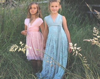 Wildflower Custom Childs- Junior's Lace Long Infinity Wrap Dress~ 25+ Colors~ Mommy an Me, Flowergirl, Bridesmaid