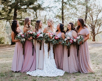 Coralie Beatrix Mismatched Bridesmaids Long Dress- Choose your Fabric from over 55 colors- Octopus Infinity Wrap Dress- All sizes, Plus