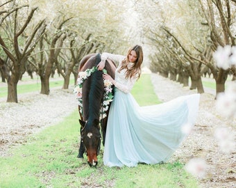 Custom Full Circle Skirt High Waist Long Sash Skirt~ Bridal Skirt Seperates, Bridesmaids. Engagement, Shower, etc.