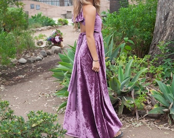 18+ Colors-NEW Crushed or Non- Crushed Velvet Customized Maxi Infinity Wrap Gown~Bridesmaids, Bridal, Cocktail, Maternity, Shower, Prom