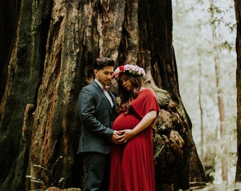 Maternity Wrap Dress – Convertible for Pregnancy, Nursing, Baby Shower & Photoshoots – Custom Sizes and Fabrics