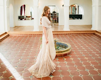 Tea and Lace- Tulipcut w/ Optional Train-Vintage Beige Champagne Multiway Dress~ Bridesmaids, Engagement, Maid of Honor