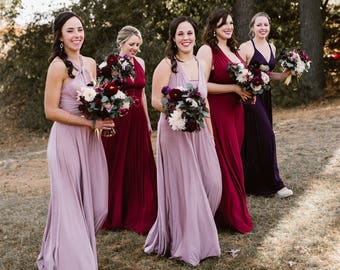 Mismatched Muted Ombre Bridesmaids Long Infinity/ Multiway Evening Dress- Sage, Mauve, Beige, Blush- All sizes- Plus, Tall, Maternity