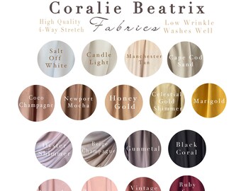 Swatch of Coralie Beatrix Solid 4- Way Stretch Dress Fabric-.99 cents PER Color Sample- Free Shipping in US