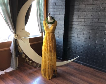 Last of fabric- 1920's Celestial Gold Lace Infinity Wrap Dress w/ Half Mini Slip Sexy Octopus Infinity Wrap Dress- Customize Colors
