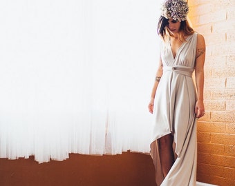 Casual Chic Bride- High/Low Cut Multiway Maxi Wrap Dress- Elopement, Wedding Guest, Formal, Destination