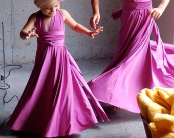 Little to Big Girl Custom Multiway Twirl Gown/ Dress- Child, Girl's, teen, tween. 25+ colors~ Party, Junior Bridesmaids, Flower girl, etc.