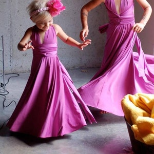 Tropical Floral Girl&#39;s Infinity Wrap Dress - Custom Color & Size - Convertible Twirl Dress for Flower Girl, Junior Bridesmaid, Toddler, Twee