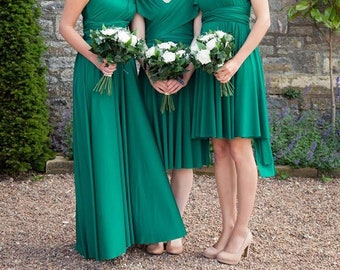 Emerald Jewel Long Maxi Infinity Wrap Dress-Cambria Pines Emerald - Custom size, length, fabric-Bridesmaids, Weddings, Prom