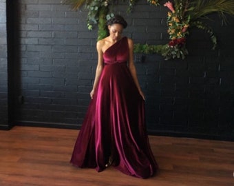 Velvet Multiway Party Dress- 20+ Colors- Customized Infinity Wrap Gown~  Vineyard, Winery, Wine Tasting, Bridal Shower, Bachelorette