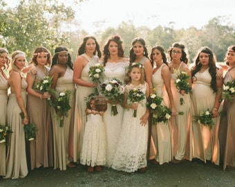 Earthy Champagne Ombre Mismatched Bridesmaids-Custom Infinity Convertible Wrap Gown- Choose from over 25 colors