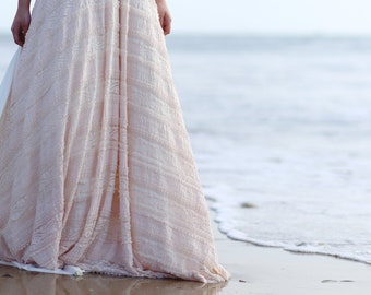 Bohemian Bridal w/ Dainty Ruffle Lace - Minimalist Elopement, Beach Bridal, Maternity, Plus Size, Petite,Tall- Last of Fabric